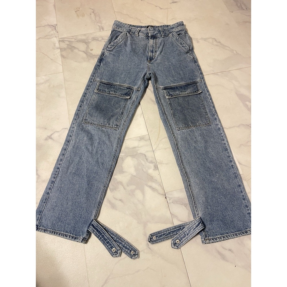 Urban Outfitters BDG Women's Strappy Cargo Jeans Baggy Fit Dark Wash Sz 26 G0141